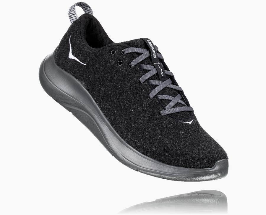 Hoka One One Running Shoes Mens Black - Hupana Flow Wool - 36501CAMN